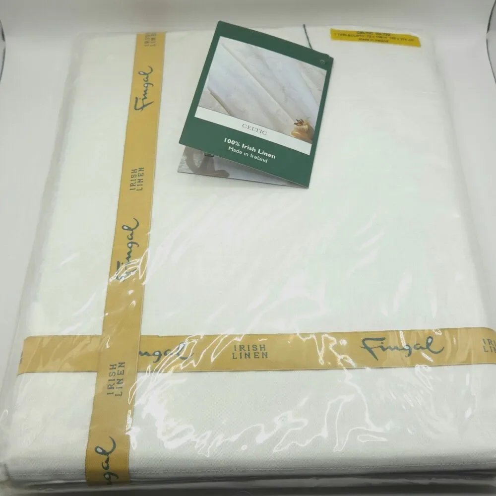 Fingal 72 x 108 inch Irish Linen Tablecloth Celtic Pattern #722 Unopened NOS